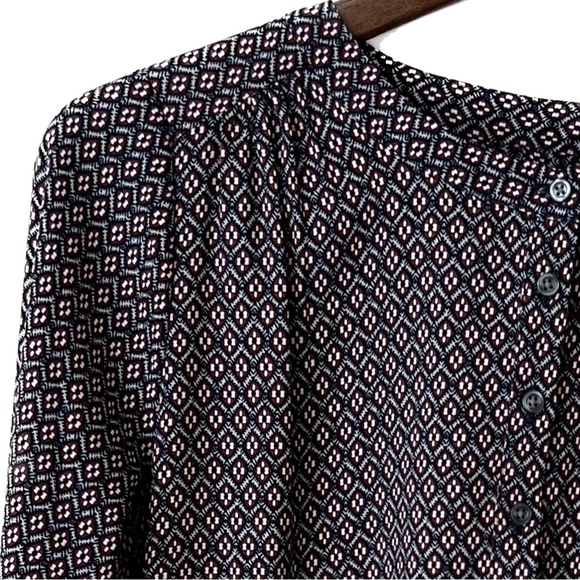 LOFT Petite Shirt Dress with Navy / Burgundy Pattern - Picture 1 of 11